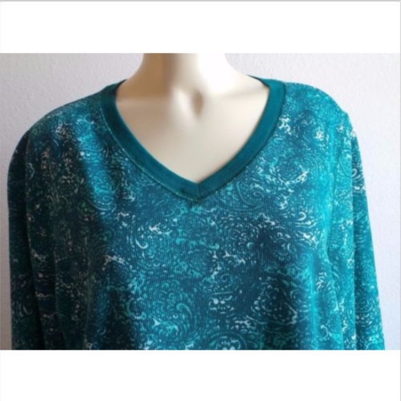 NWT Sonoma paisley teal ribbed top Plus 1X - Picture 3 of 7